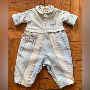 Catimini Striped Baby Onesie with Collar
